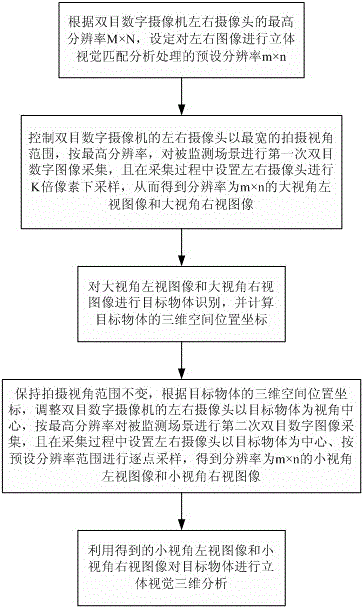 Three-dimensional analysis and processing method of target object stereo vision based on hierarchical sampling