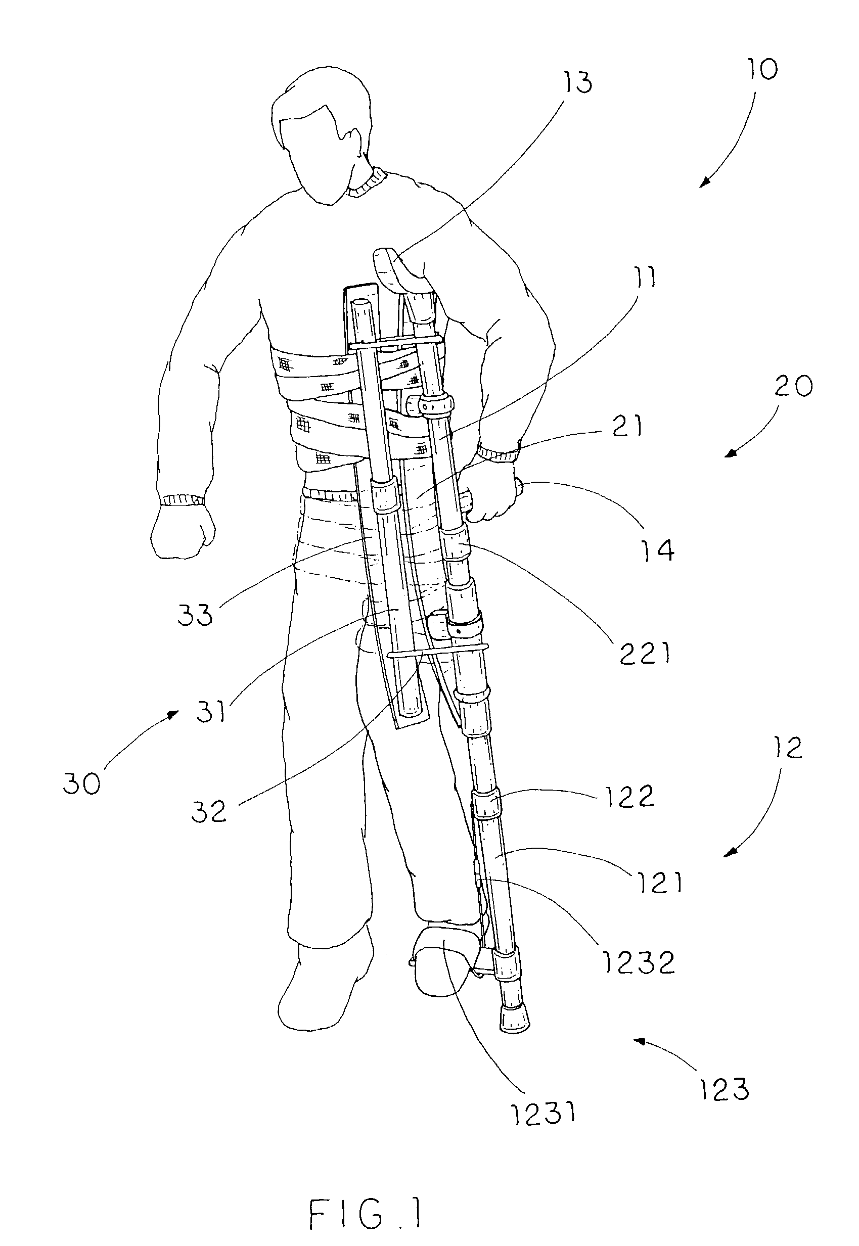 Ambulatory hip fixation-traction splint set