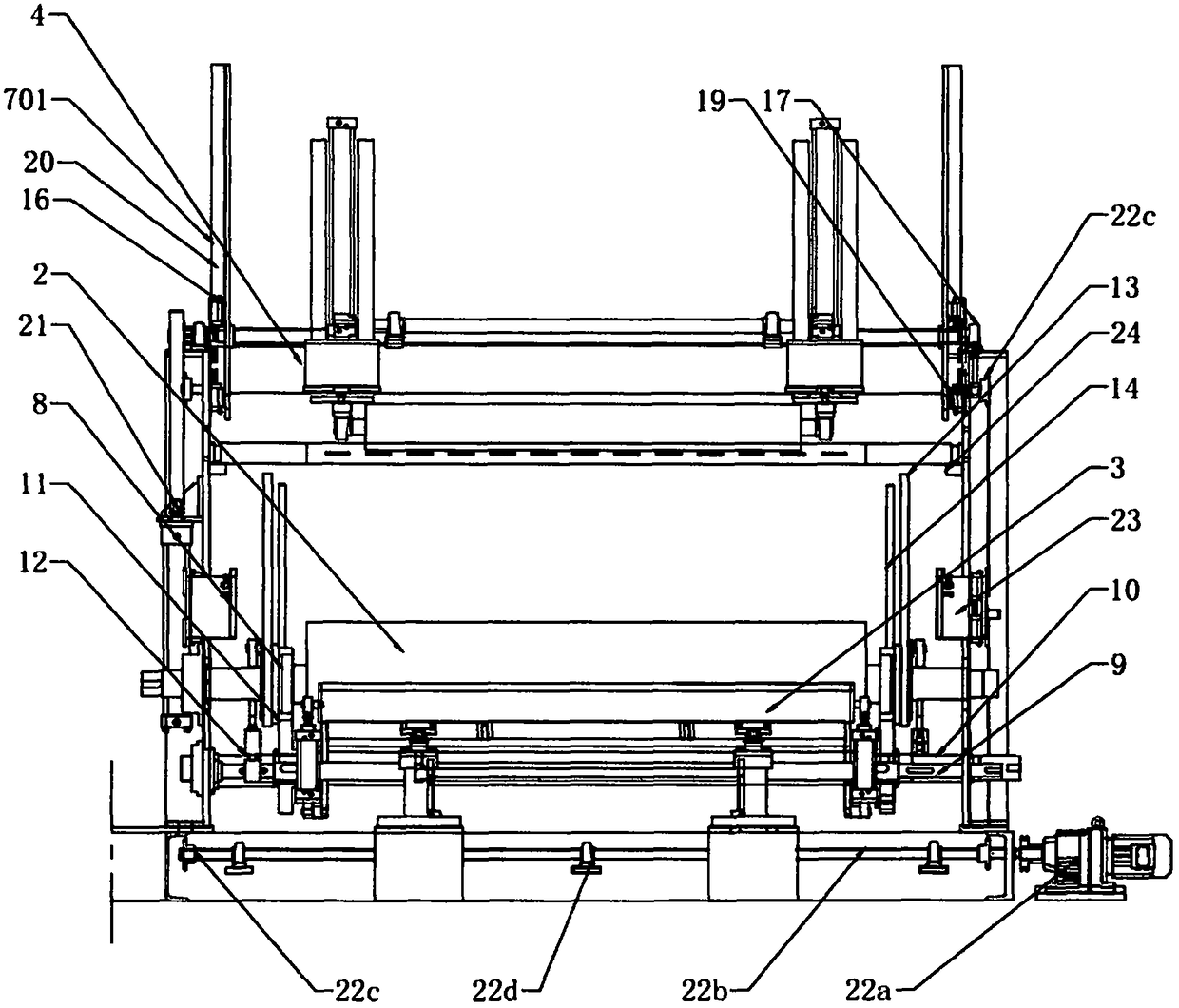 A PVC ultra-permeable film calendering and winding device