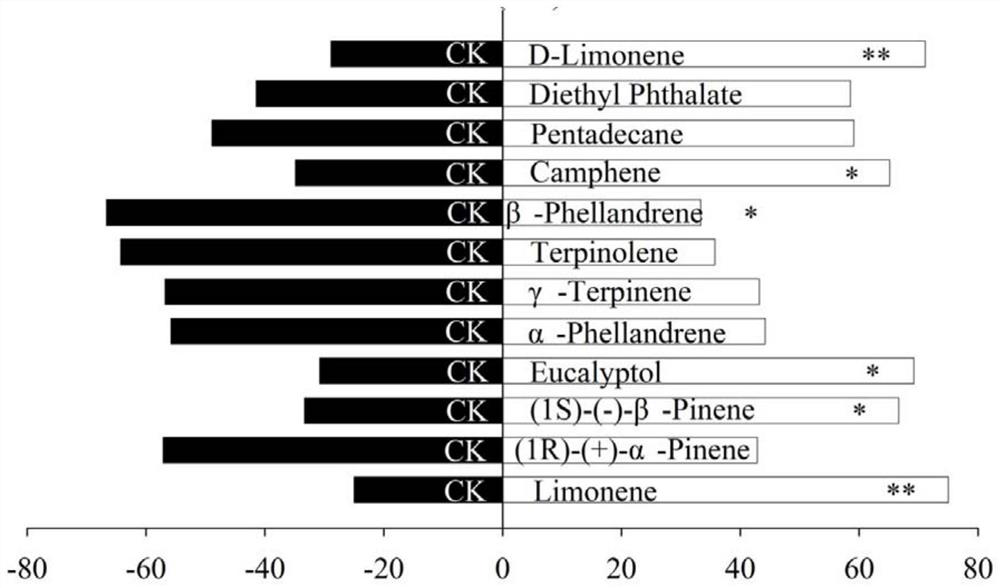 Determination method and application of volatile active compound with repelling effect on dichocrocis punctiferalis