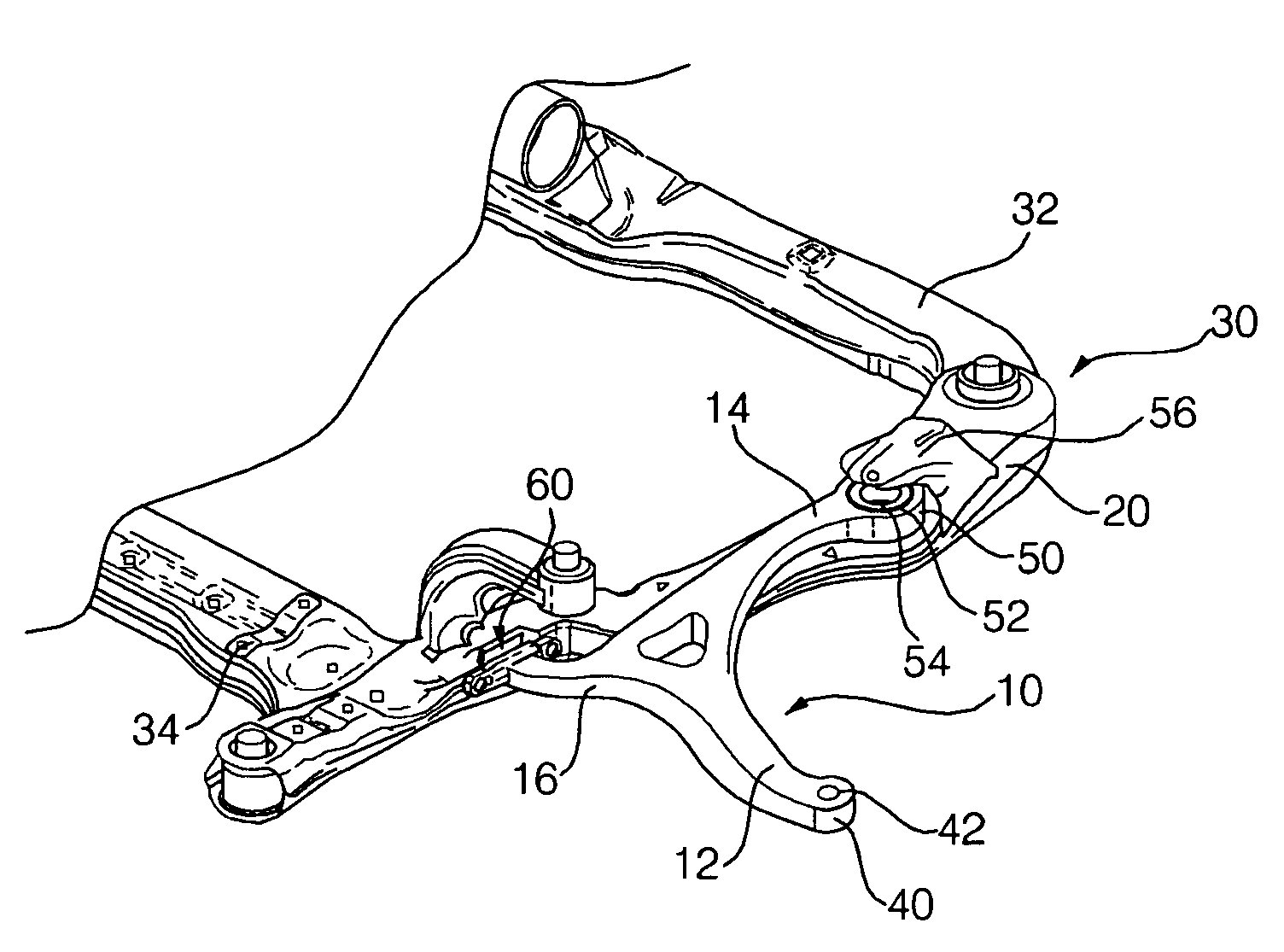 Lower arm mounting structure of vehicle suspension