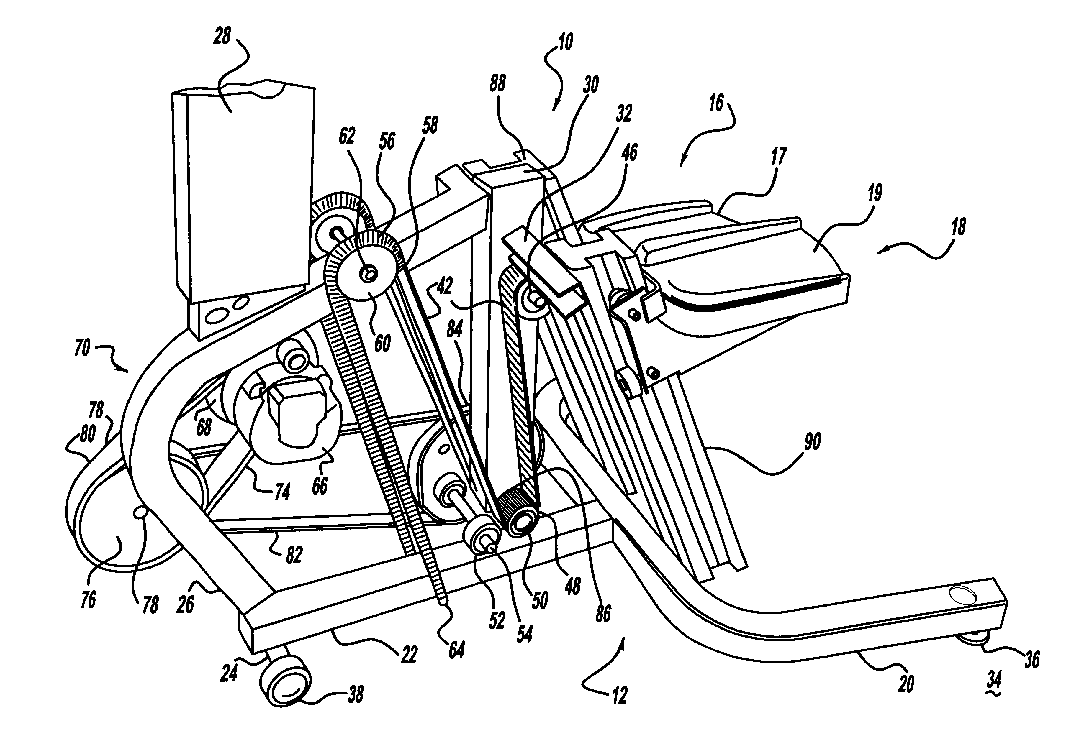 Stairclimber apparatus pedal mechanism