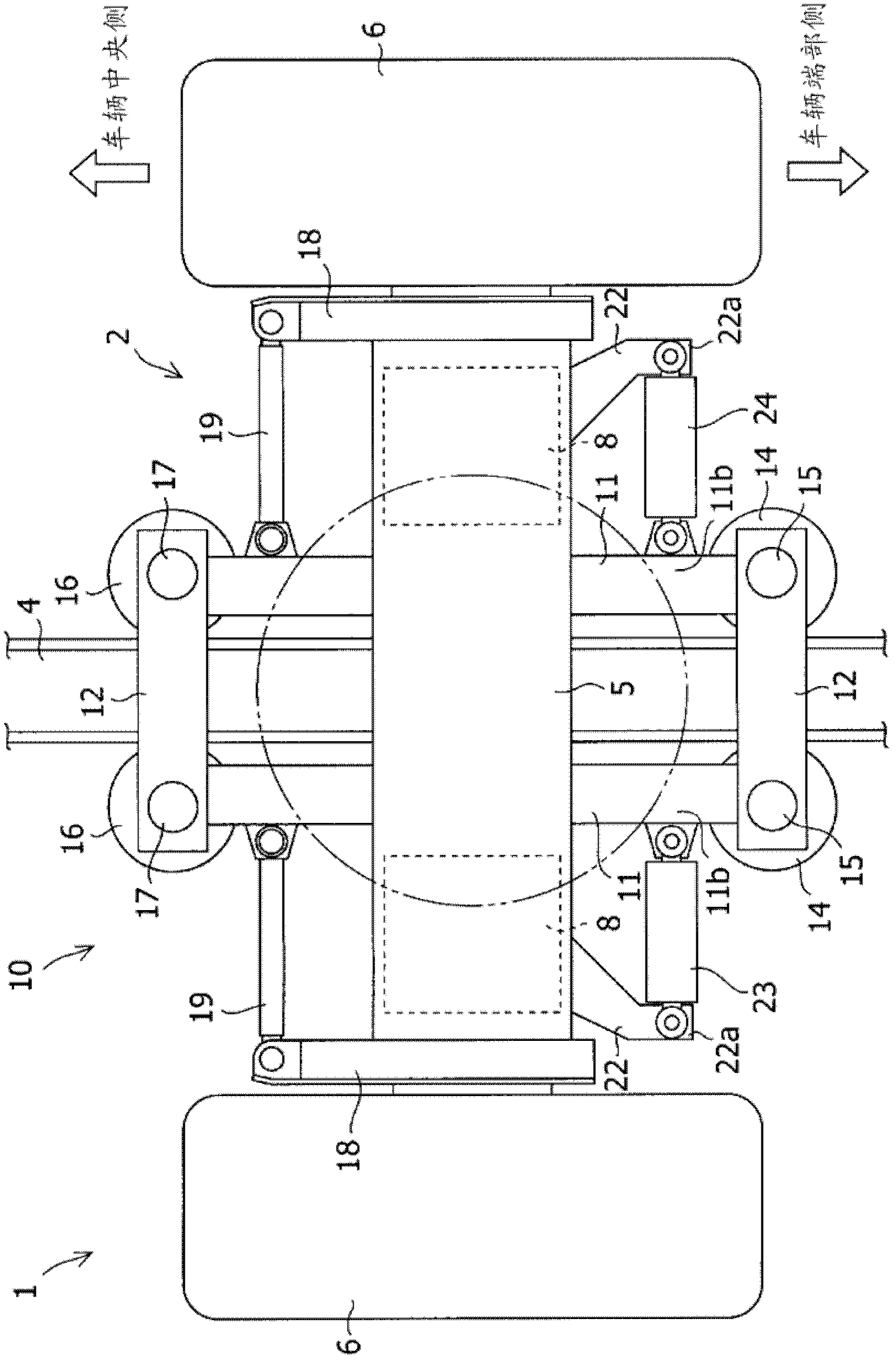 Bogie for track-guided vehicle