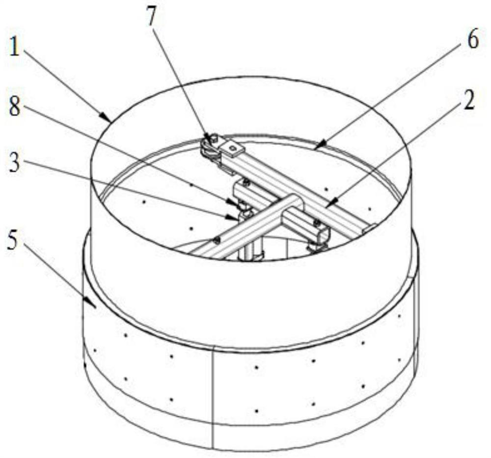 A forage pushing device based on frictional follow-up rotation