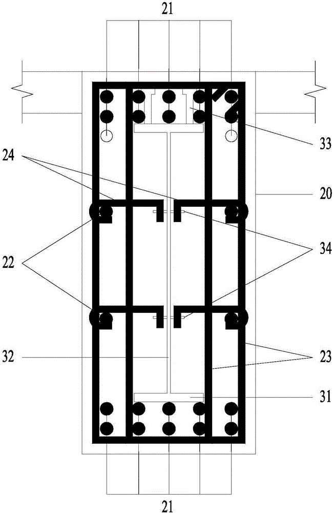 Connecting structure of concrete-filled steel tube column and reinforced concrete beam