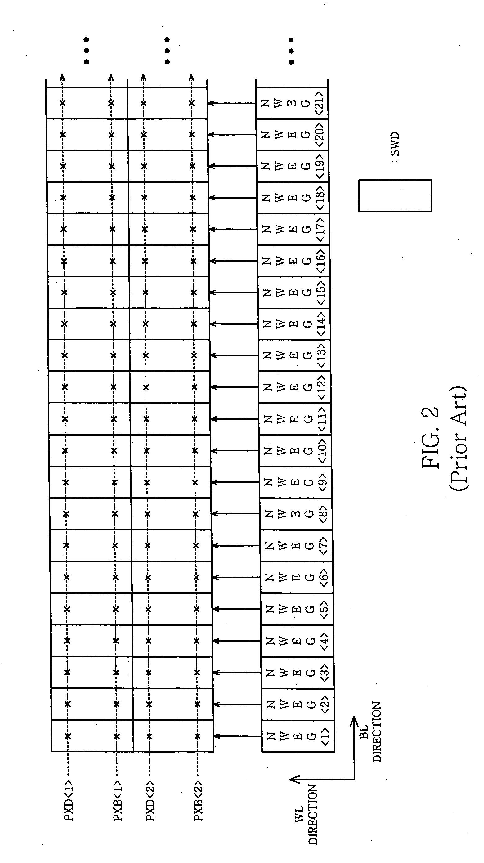 Semiconductor memory device adapted to communicate decoding signals in a word line direction