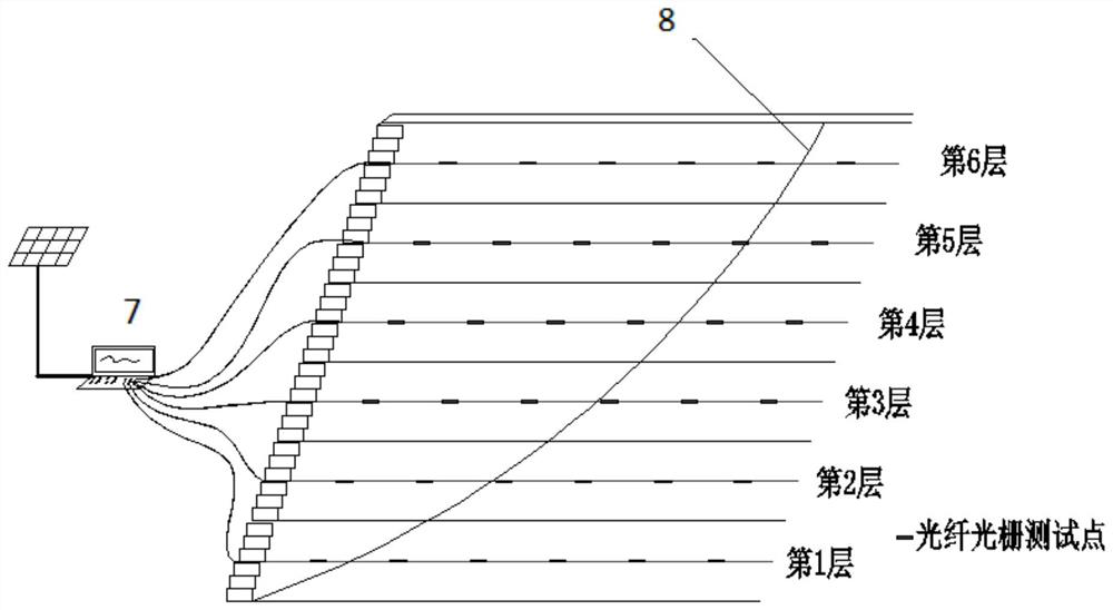 Intelligent monitoring method for potential fracture area of reinforced soil retaining wall