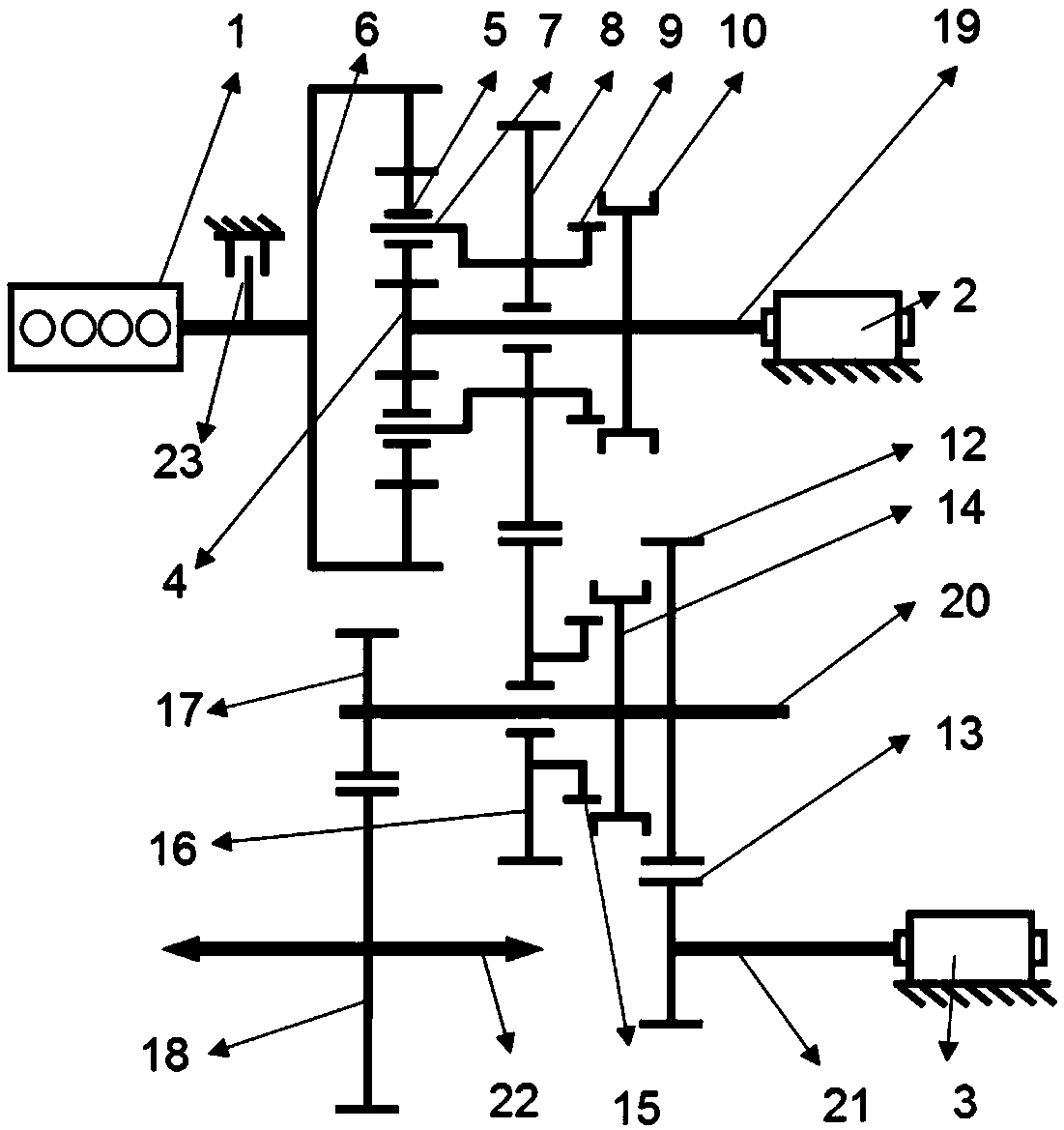 Single planetary gear hybrid power transmission system