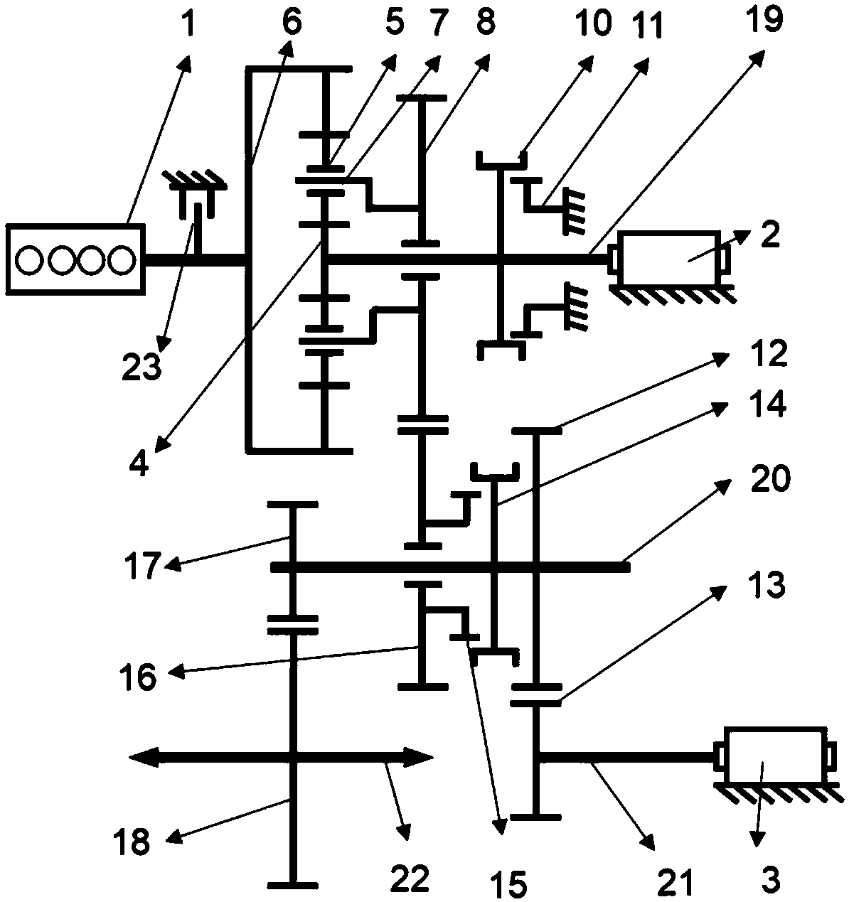 Single planetary gear hybrid power transmission system