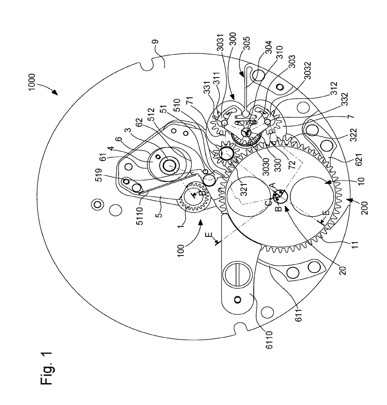 Timepiece mechanism for control of a plurality of displays