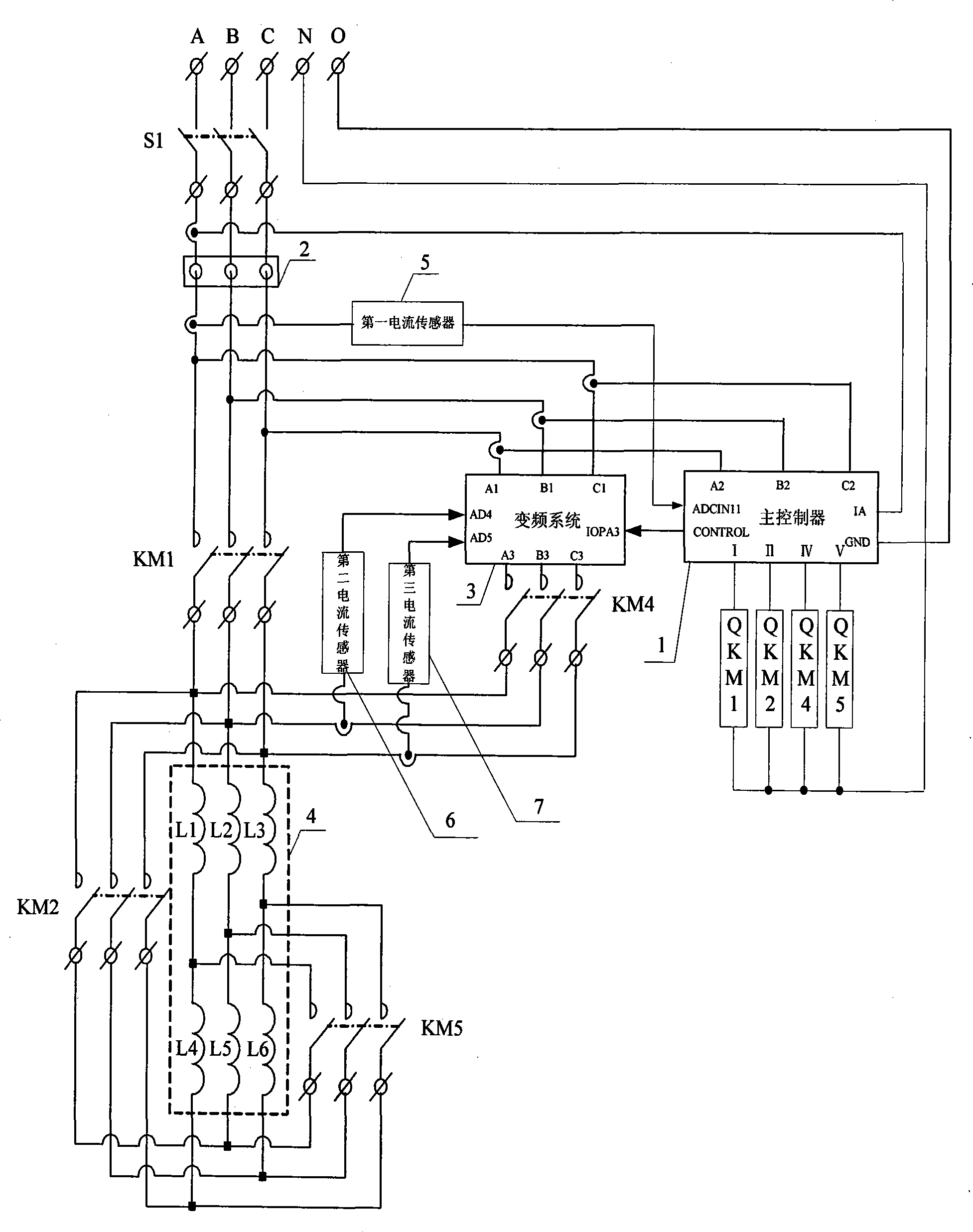 Dragging device with high starting performance induction motor and frequency transformer cooperatively running