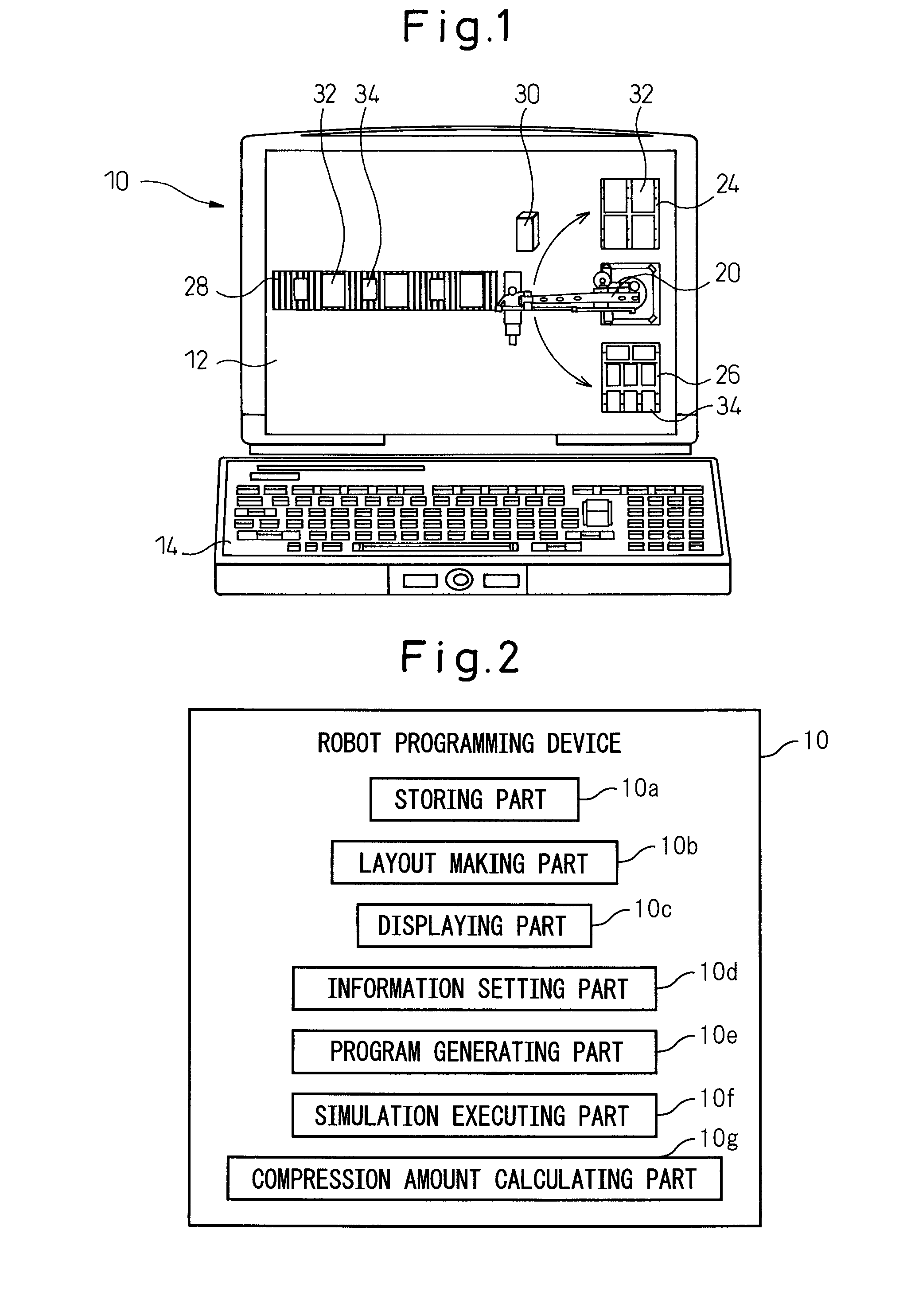 Robot programming device for palletizing operation by robot