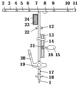 Flood prevention water level measuring ruler device powered by new energy and having the automatic alarm function