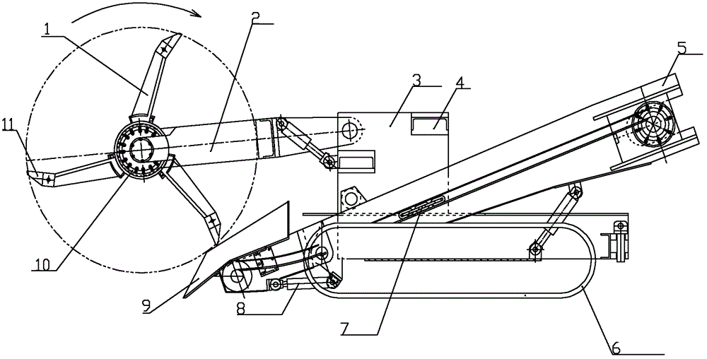 Rolling harrow-based, material-turnover, material-charging and high-efficiency loader and loading method therefor