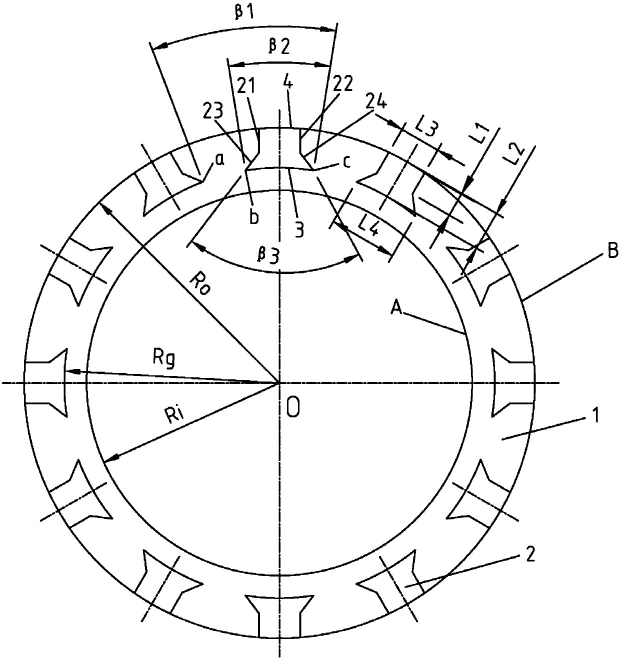 Barrel cover shaped slot end surface mechanical sealing structure capable of rotating bilaterally