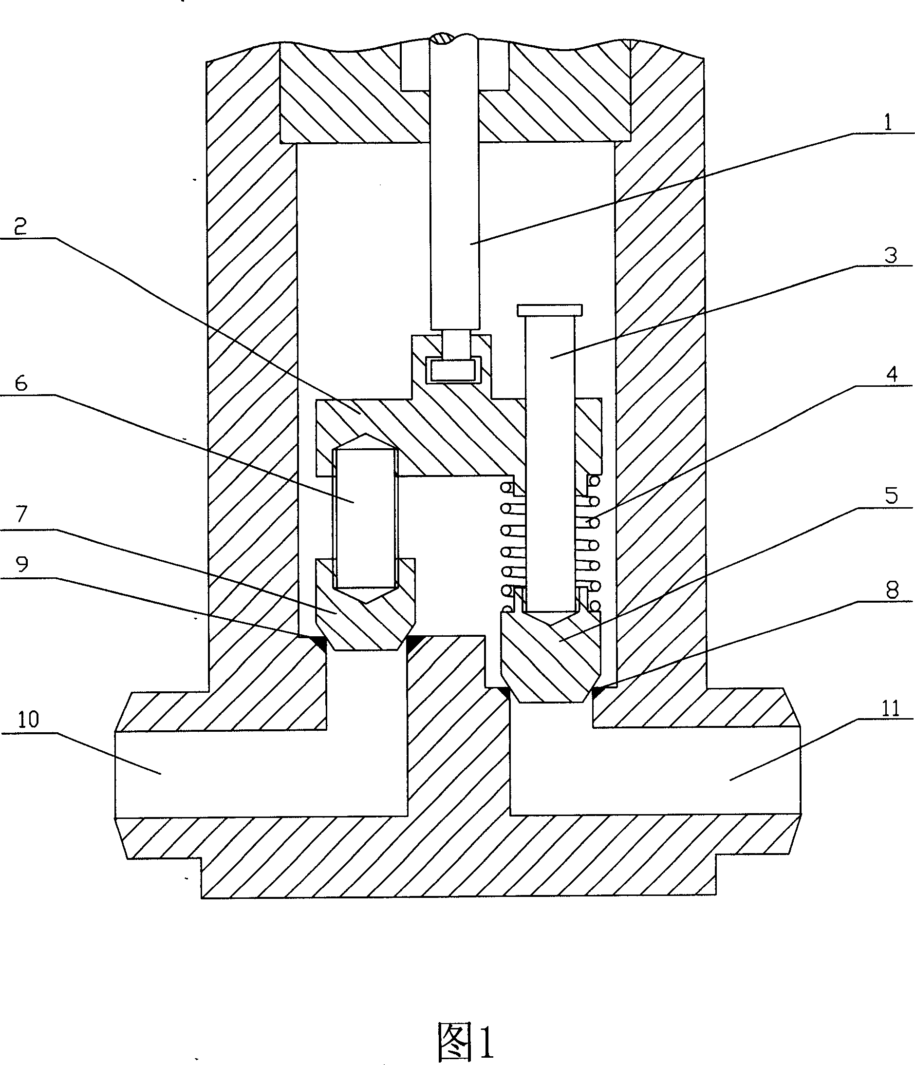 Double-core double-seat wash-free stop valve