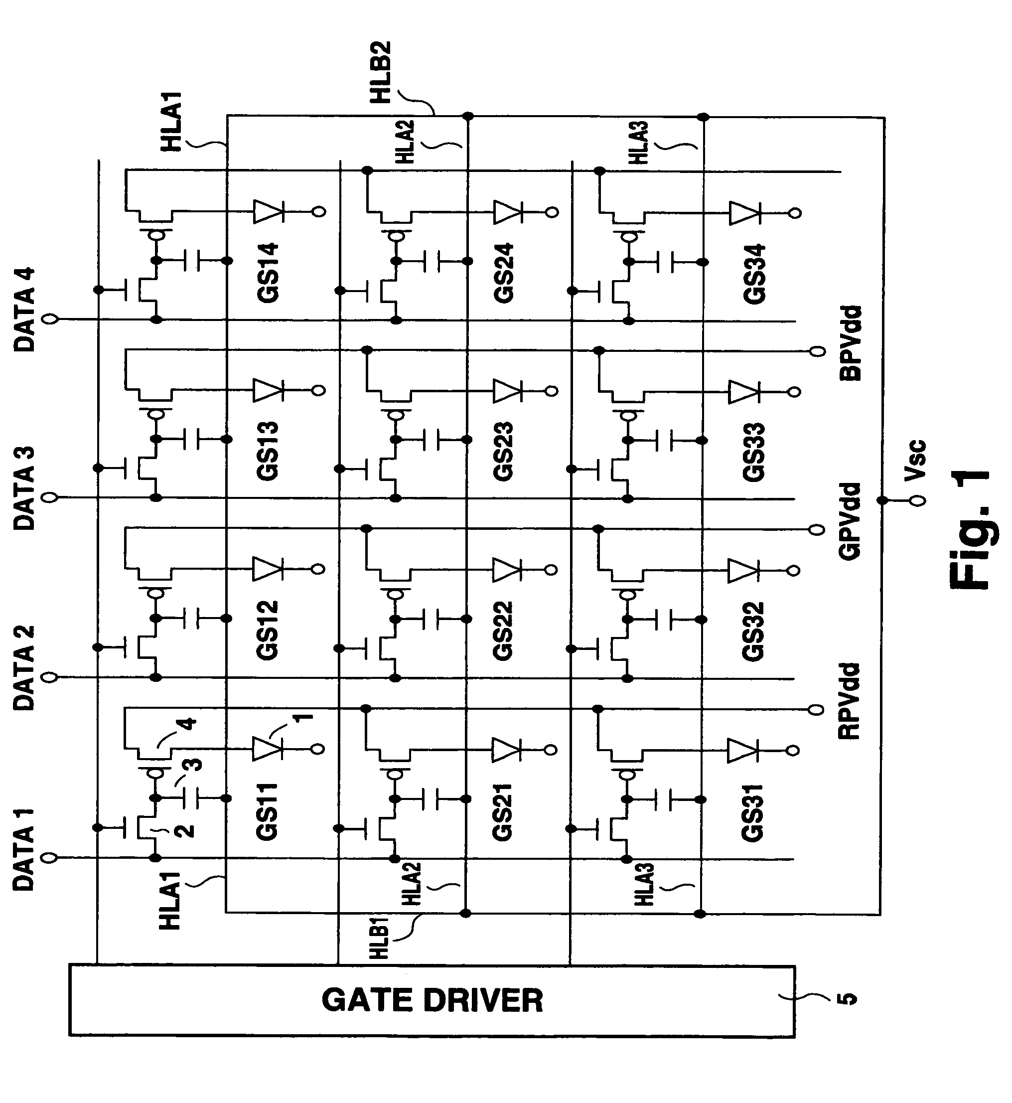 Active matrix type electroluminescence display device