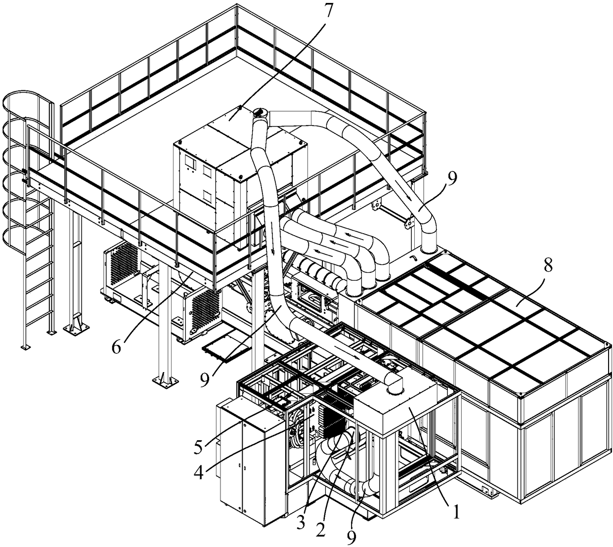 Mould drying and bottle blank cooling device and blank injection system