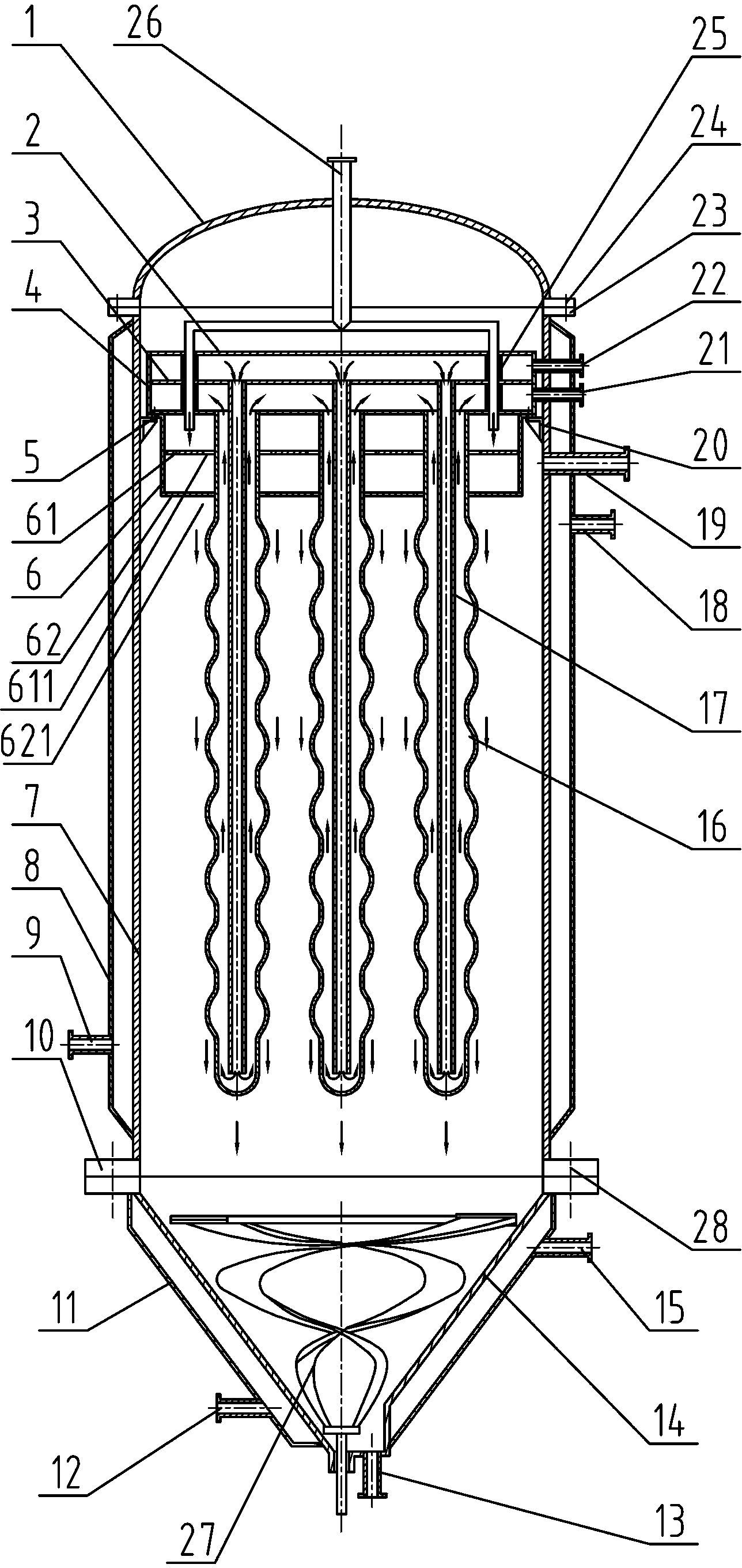 Melt polycondensation method, special reactor and falling-film elements