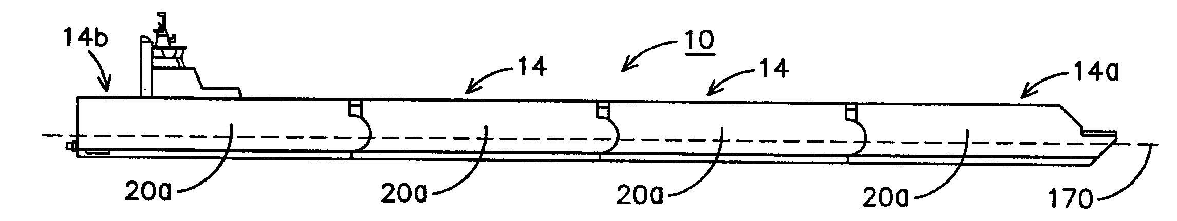 Ship and associated methods of formation with vessels connectable between decks and hulls