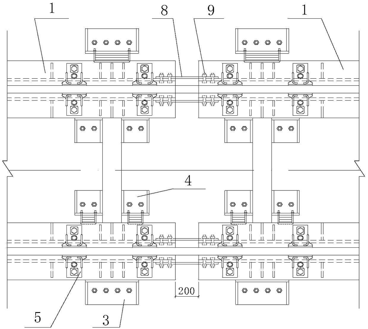 Line temporary overhead device and method for ballastless track disease treatment