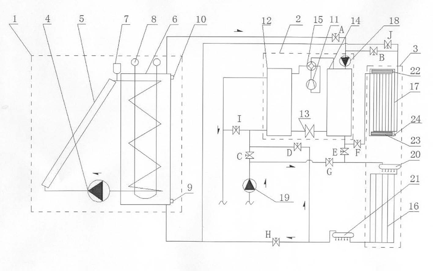 Capillary network heat pump system utilizing solar energy