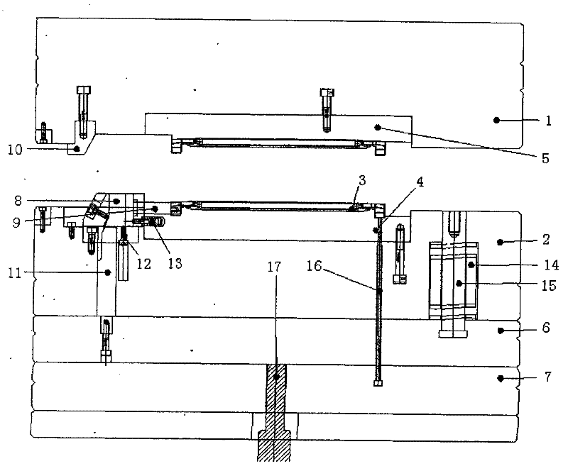 Double-color mold with sequential slider drive mechanism