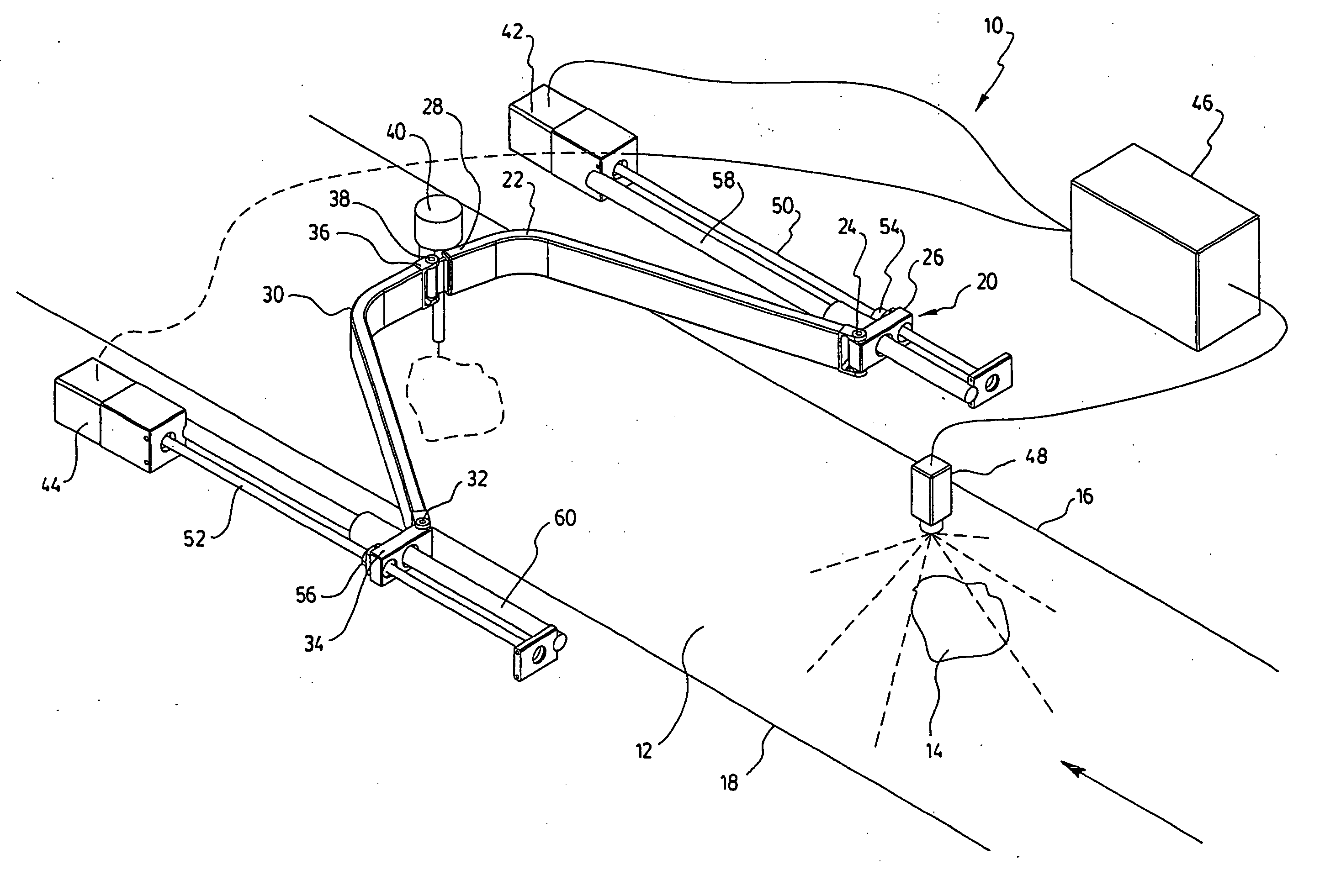 Planar robot with parallel axes and fixed motors for a water jet cutter