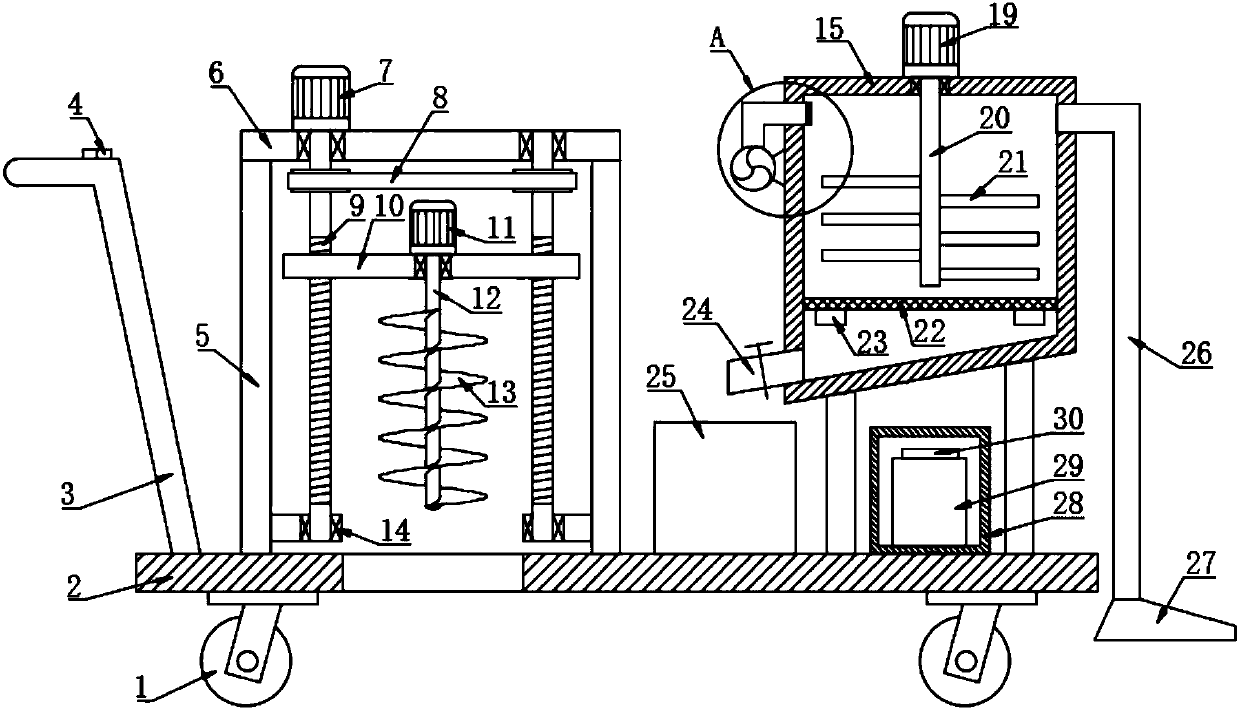 Dead leaf recycling and crushing pit digging filling and fertilizing device