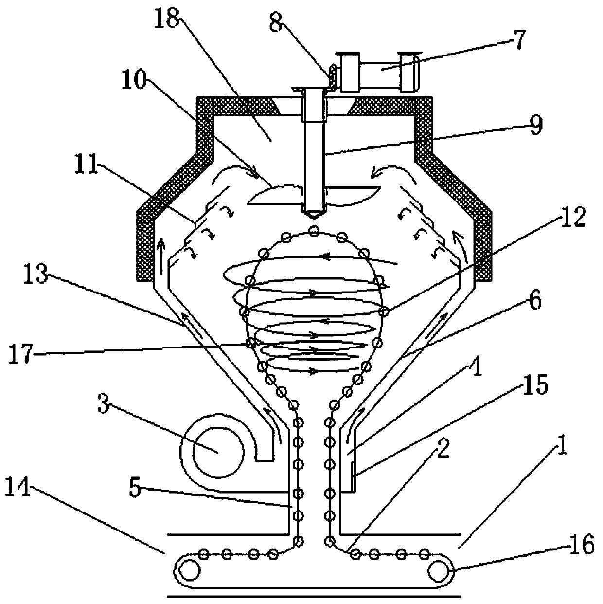 A kind of interlayer swirling corn drying device