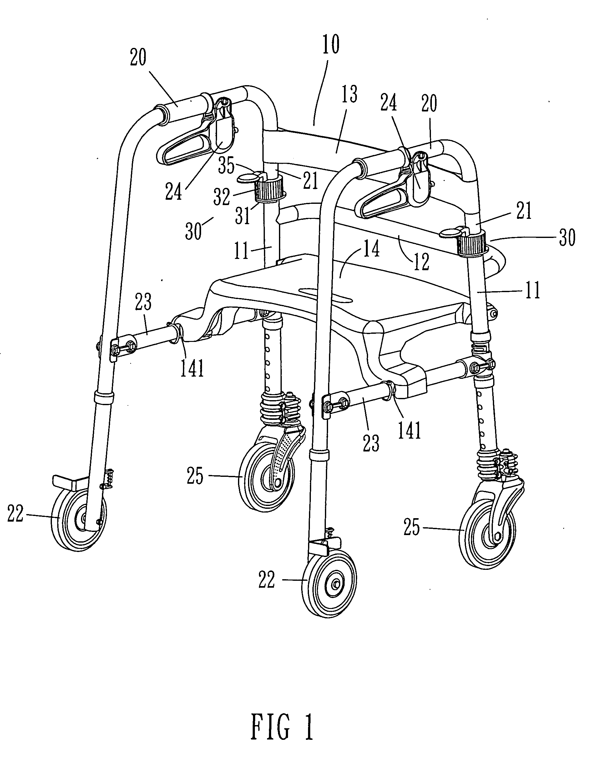 Lock assembly of foldable walker