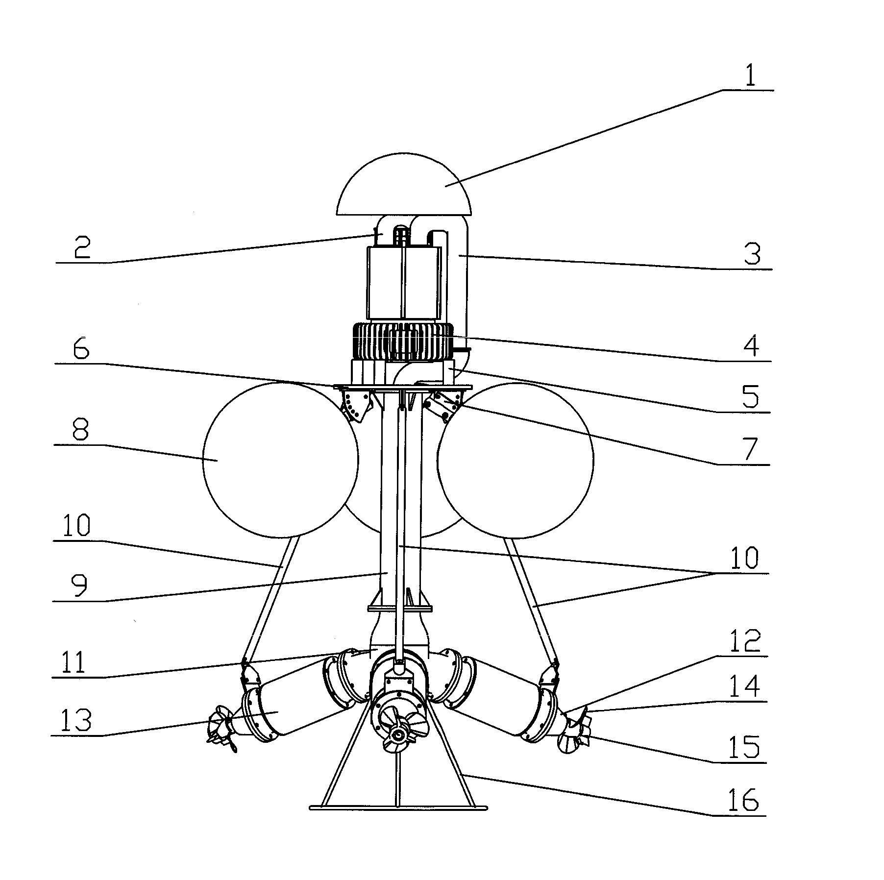 Multi-directional submersible floating aerator