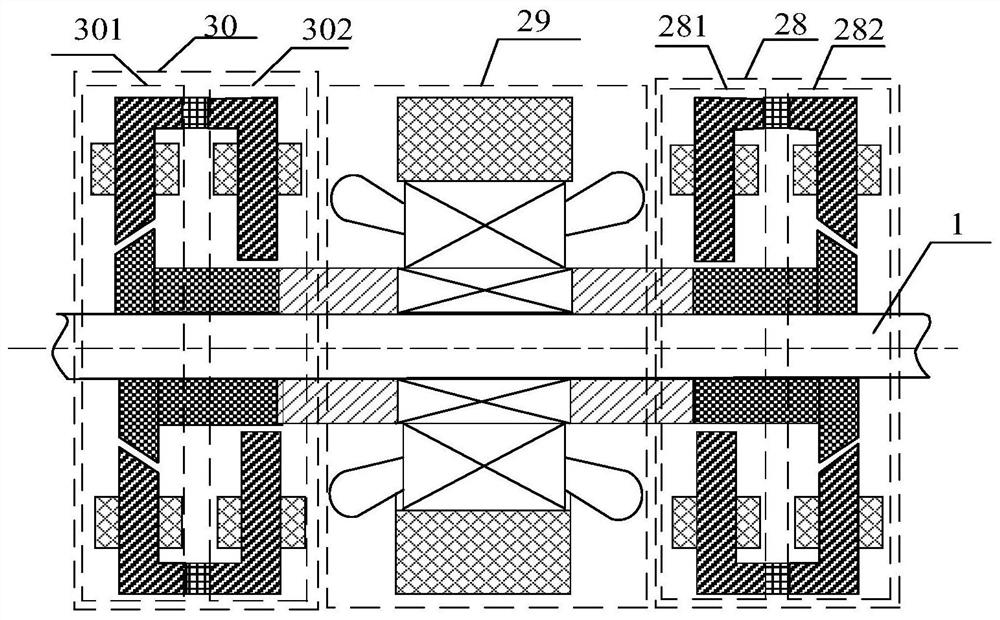 Electric spindle system supported by double radial six-pole hybrid magnetic bearings with different magnetic pole surfaces