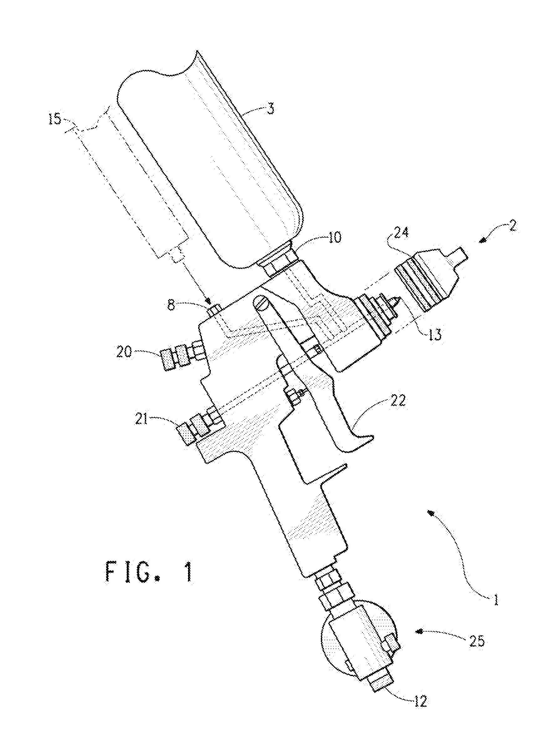 Spray device for coating and use thereof