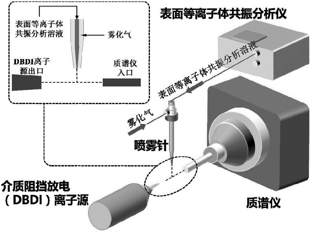 Surface plasma resonance and mass spectrum combined device and application method thereof