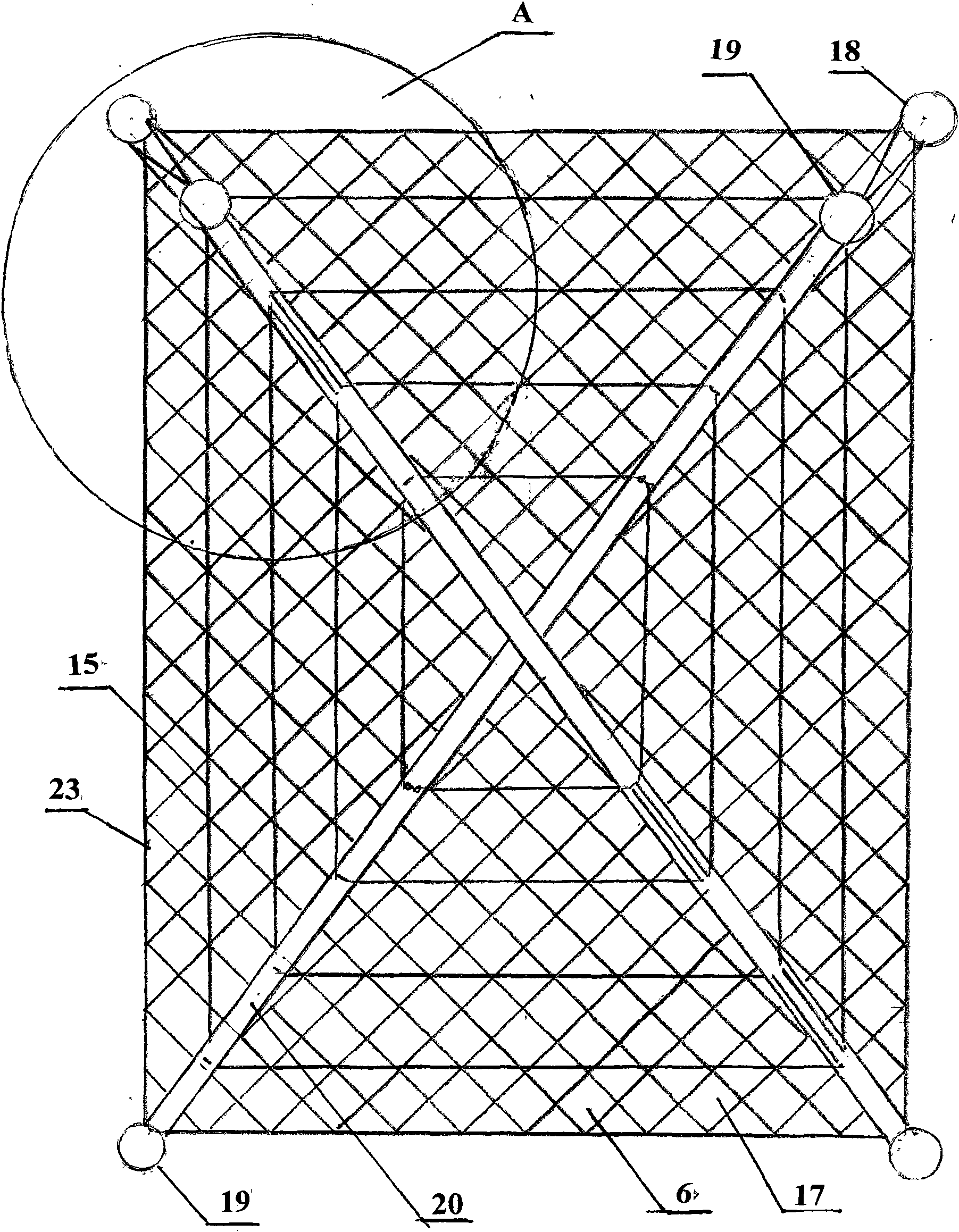 Prestress support cable mesh tent