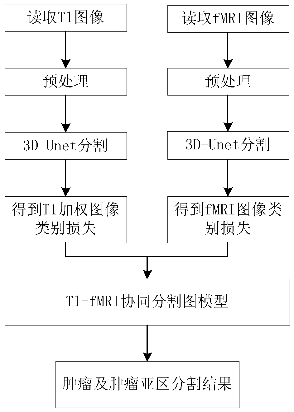 A T1WI-fMRI image tumor collaborative segmentation method based on 3D-Unet and graph theory segmentation