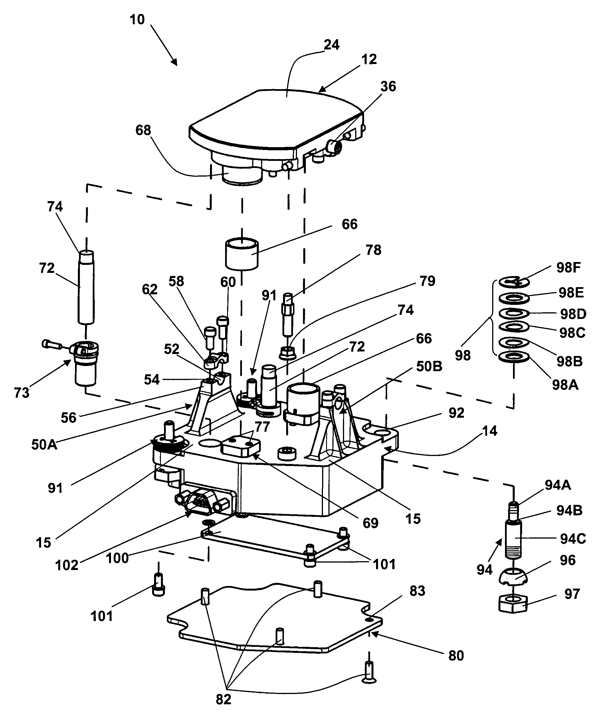 Precision mirror displacement assembly