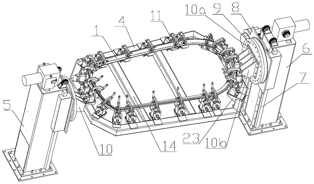 The welding device and process of the front window frame of the driver's cab and the welding process of the frame of the driver's cab