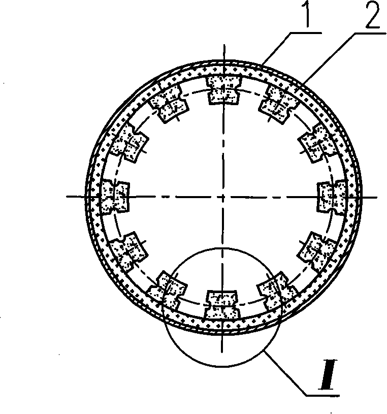 Carbon-calcining rotary kiln lining and second tuyere structure thereof