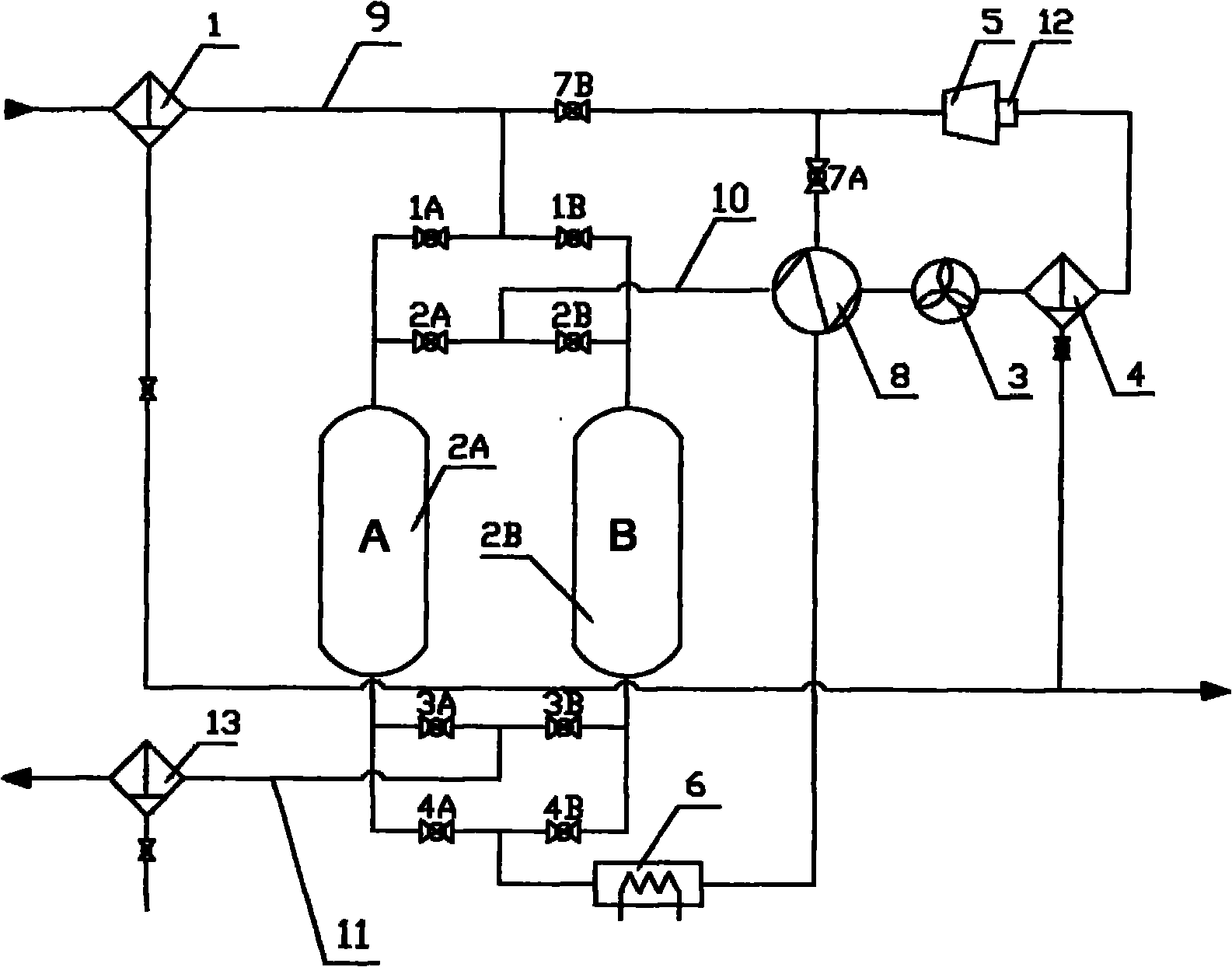 Pressure-reduction zero-emission energy-saving gas dewatering device