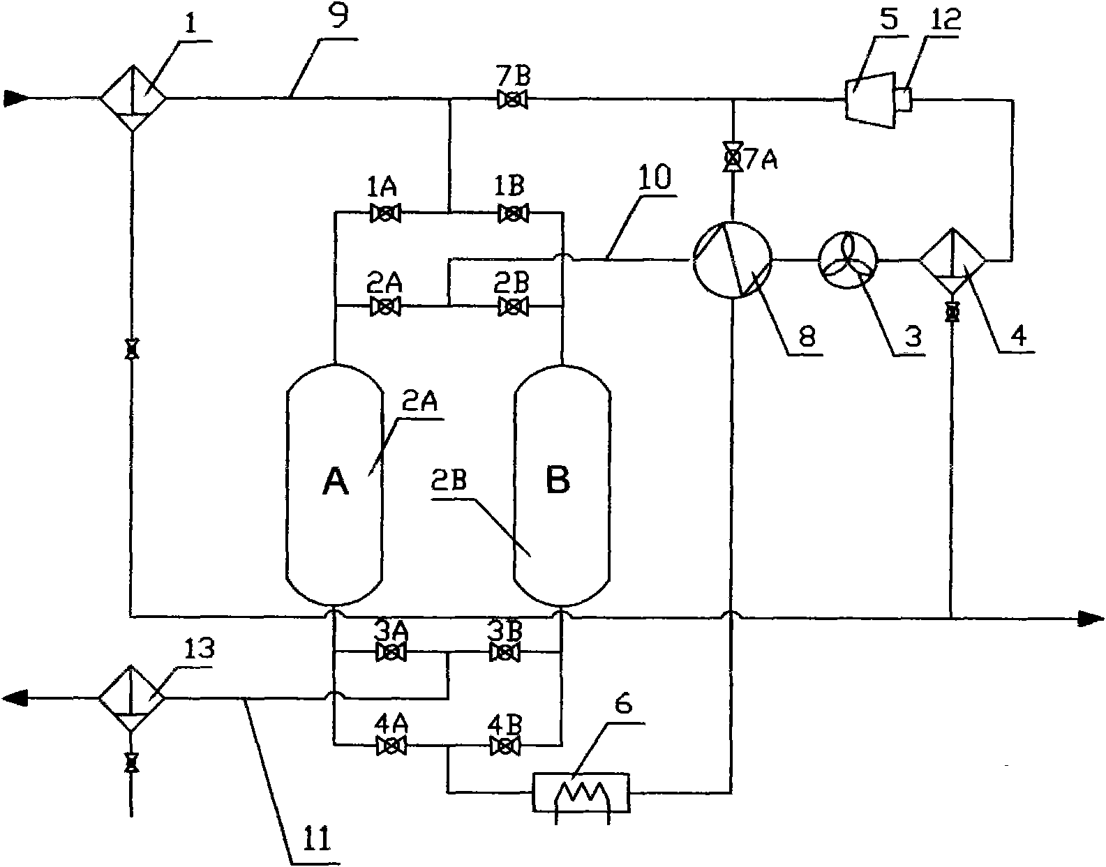 Pressure-reduction zero-emission energy-saving gas dewatering device