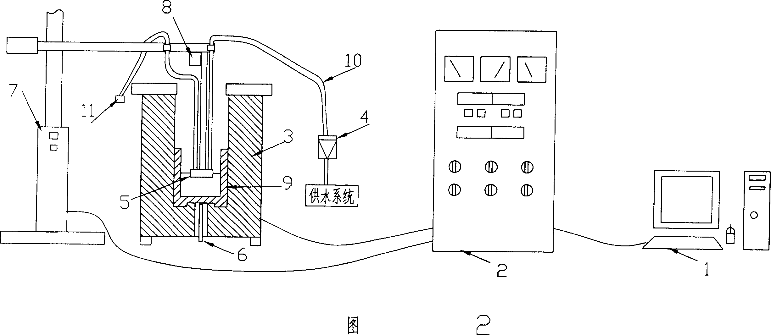 Internal slag heat current inspector and inspection for continuously-casting crystallizer