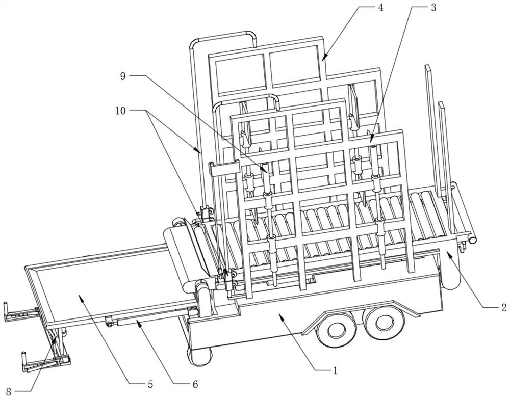 Efficient crushed straw stacking device and stacking method