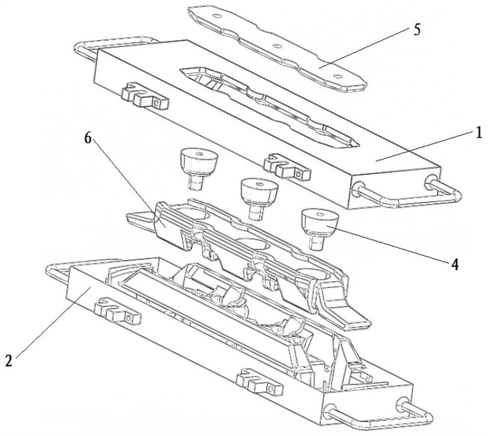 On-line compression molding die and molding process for composite scraper