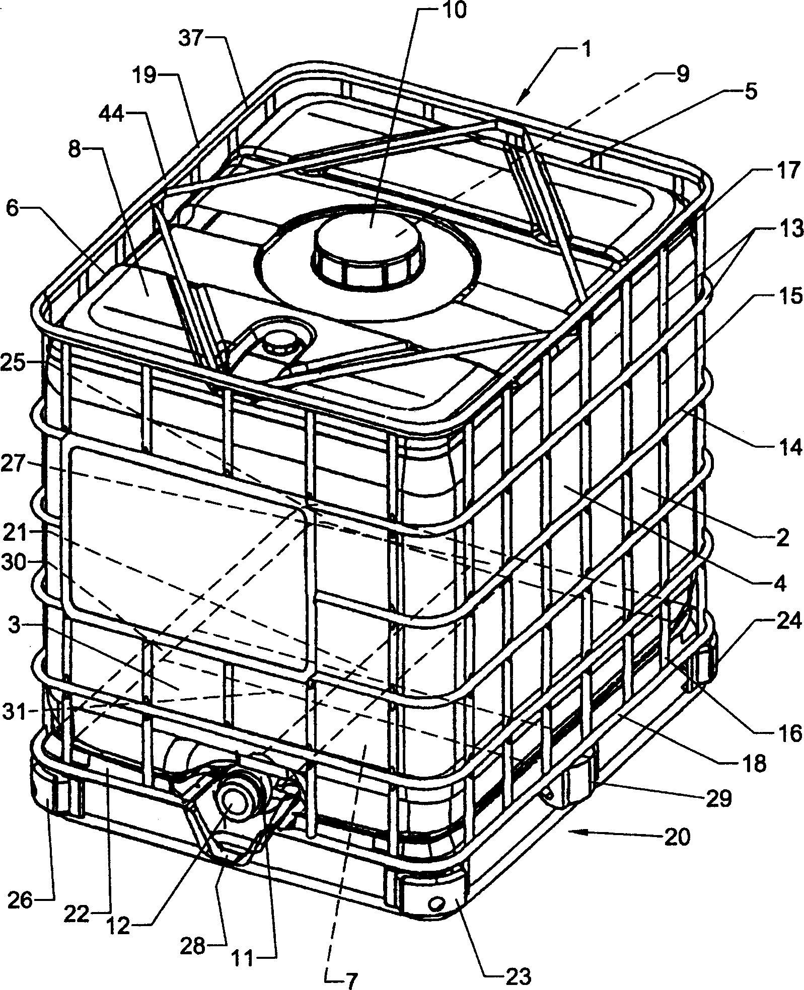 Transport and storage container for liquids