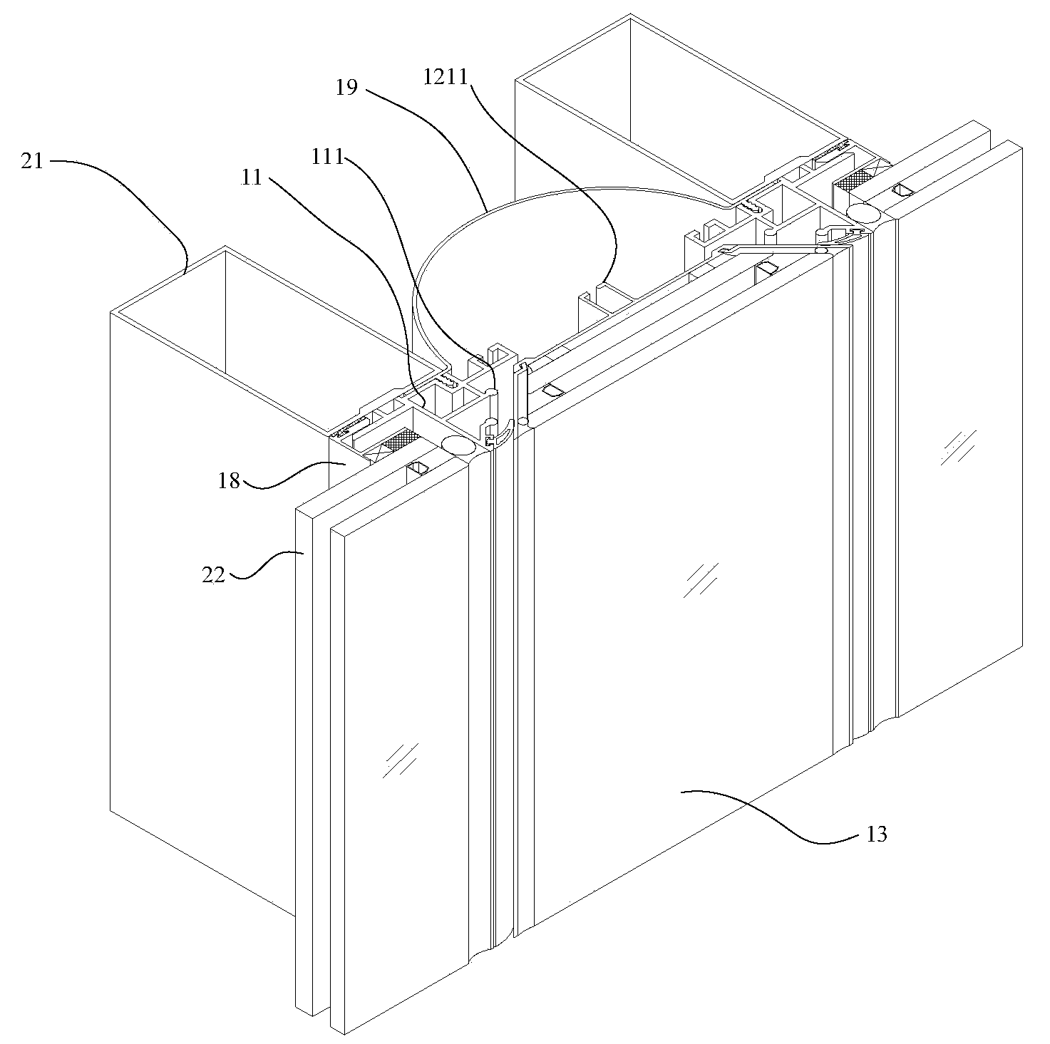 Curtain wall expansion joint structure and curtain wall employing same