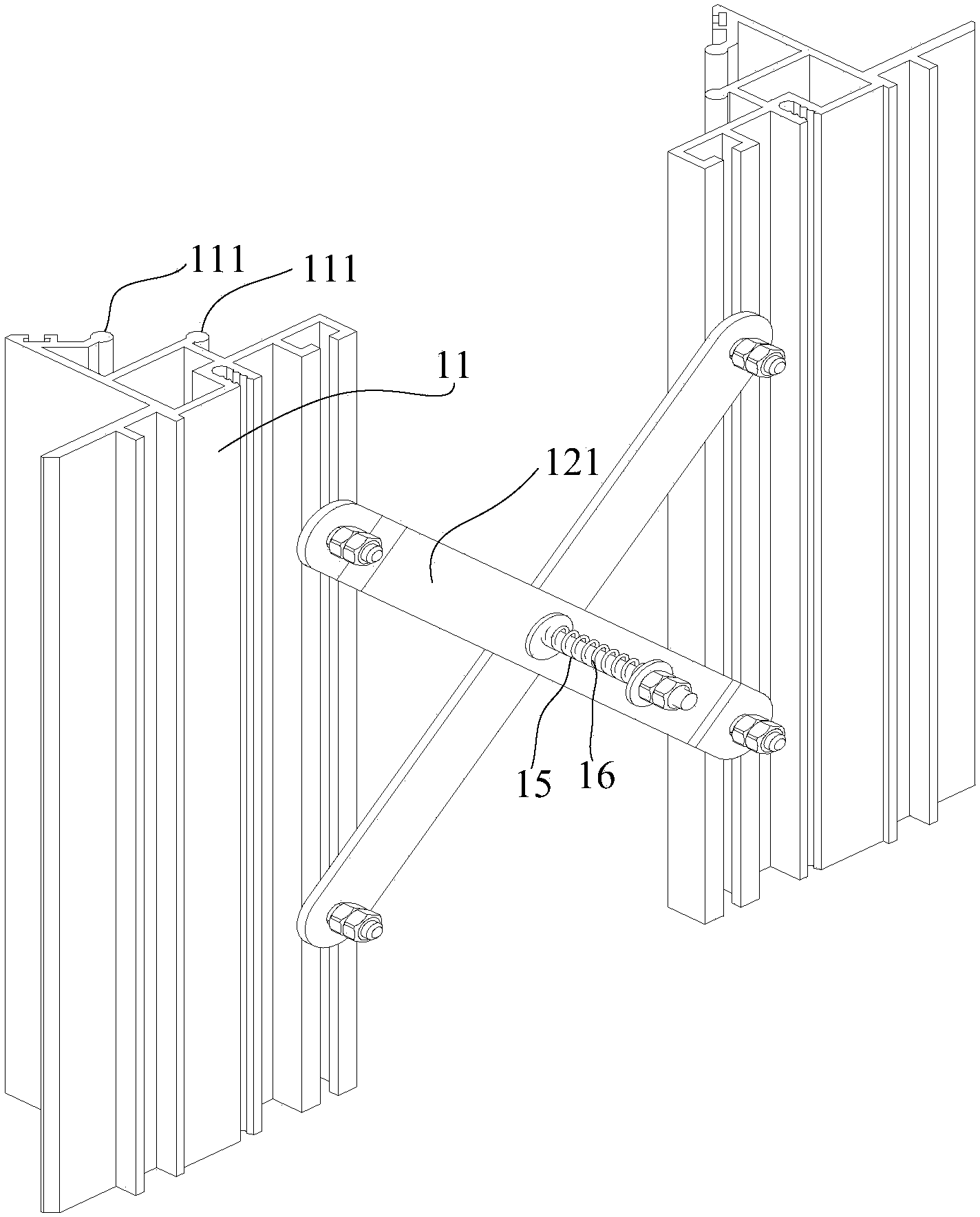 Curtain wall expansion joint structure and curtain wall employing same