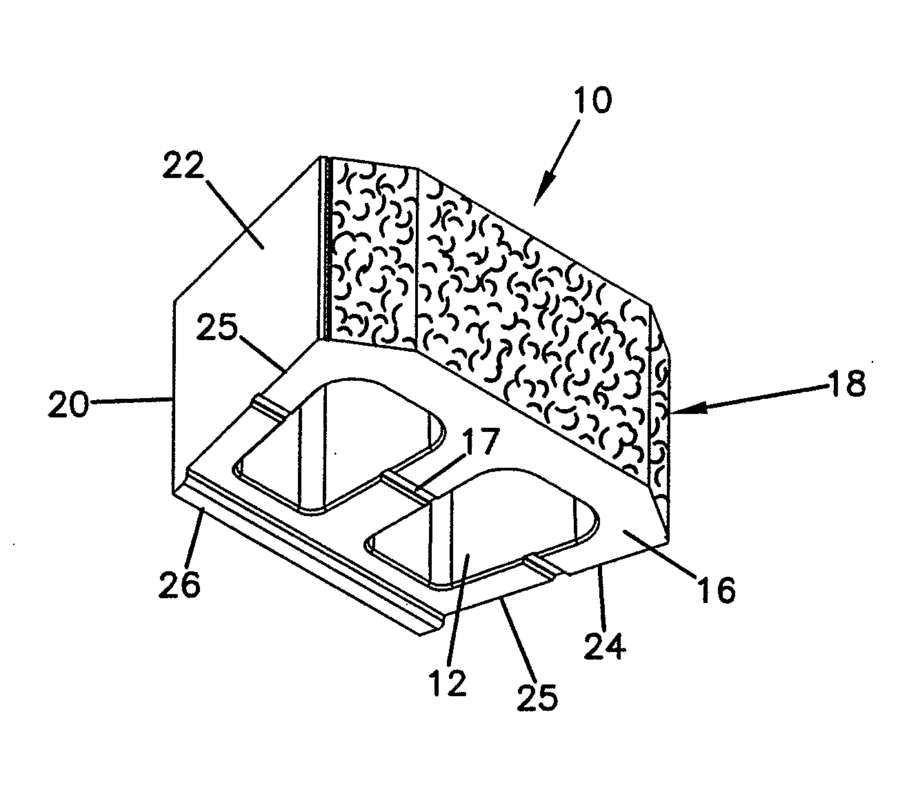 Concrete block with beveled core opening edge