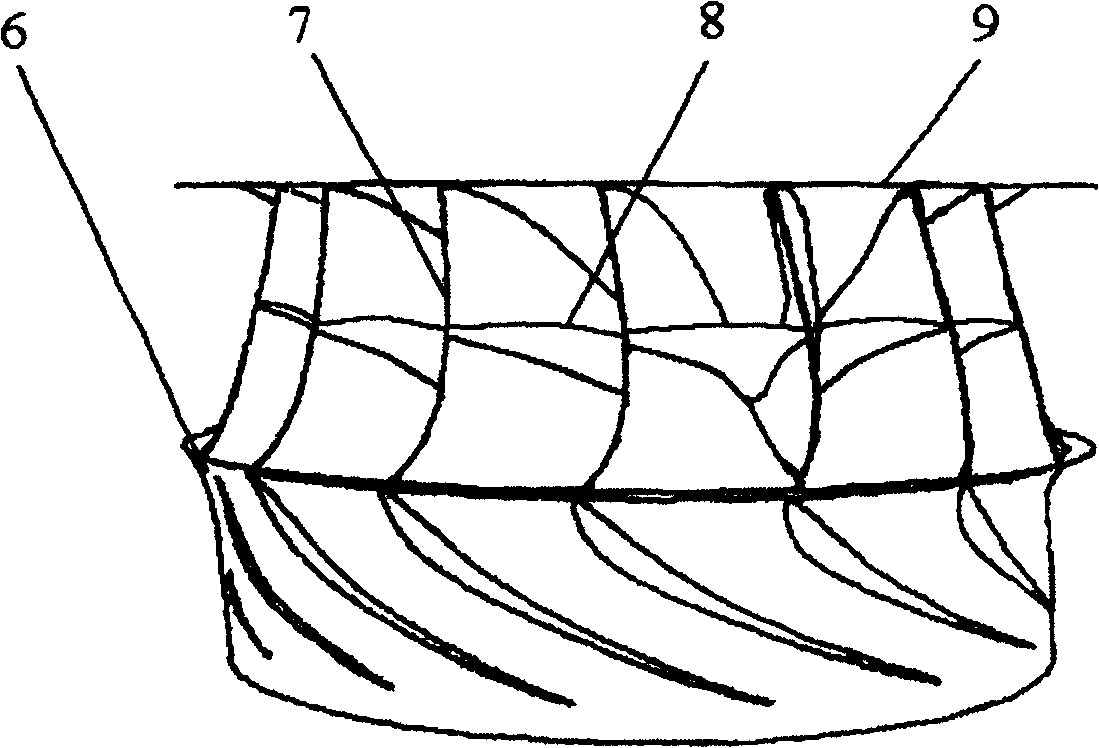 Mixed flow type water turbin having H-type flow path rotary wheel